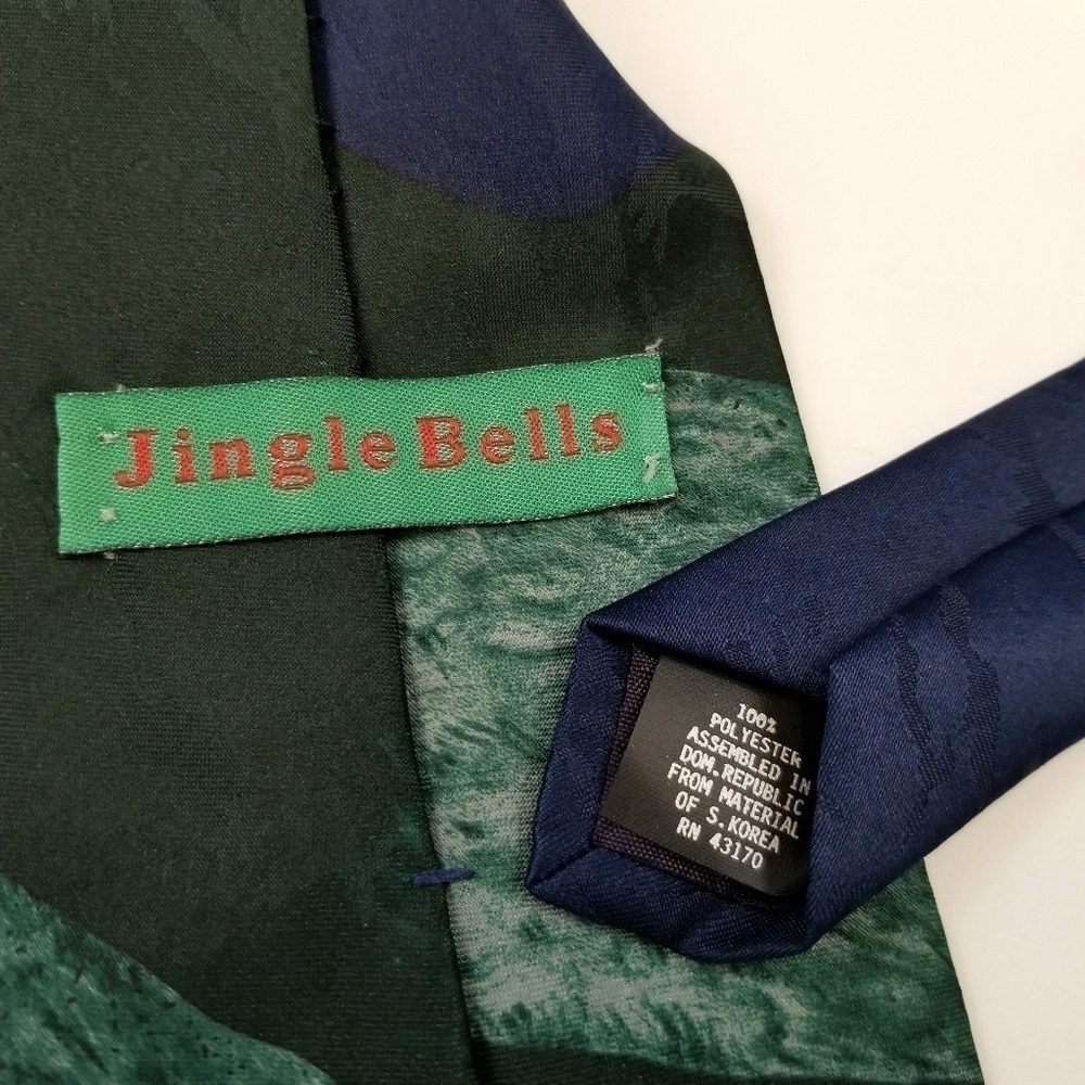 Jingle Bells neck tie men's Santa Claus Elf Golf green holiday festive Christmas - Picture 3 of 6